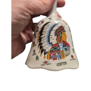 Large Silver Finish Southwestern Native American Chief Bell Vintage 7"
